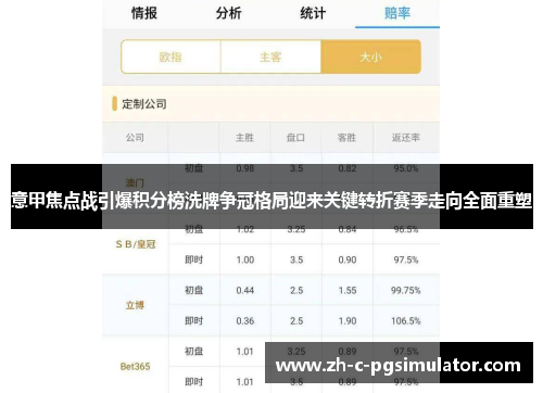 意甲焦点战引爆积分榜洗牌争冠格局迎来关键转折赛季走向全面重塑