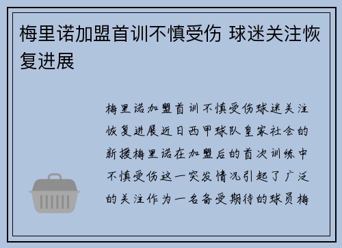 梅里诺加盟首训不慎受伤 球迷关注恢复进展 梅里诺加盟首训不慎受伤 球迷关注恢复进展